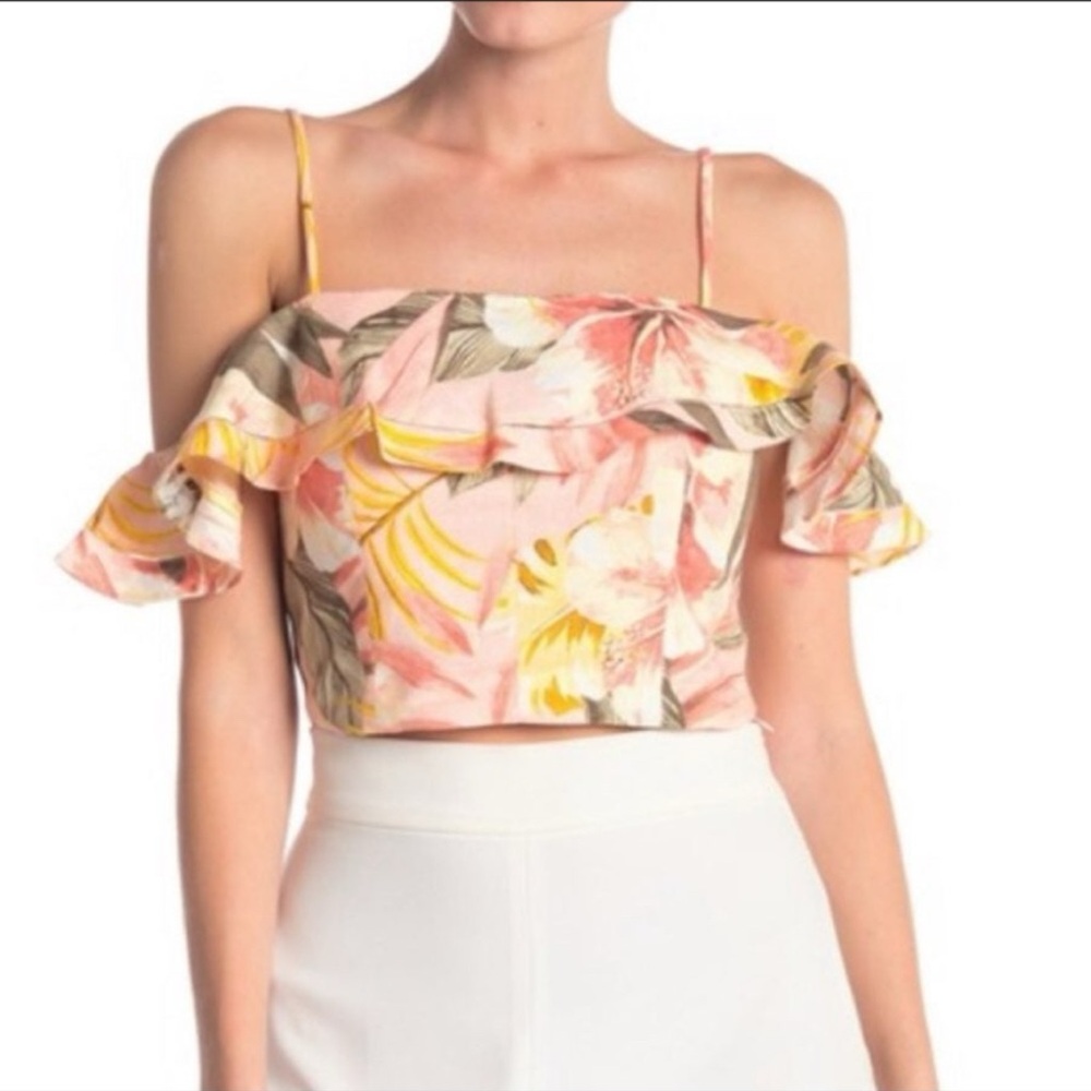 Joie Pink and Yellow Floral Ruffle Blouse